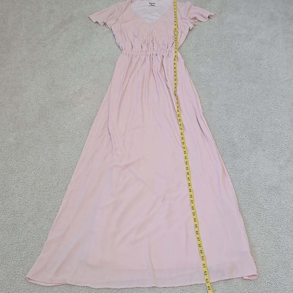Show Me Your MuMu Michelle Flutter Sleeve Maxi Dress Pink Size Small - Picture 8 of 12